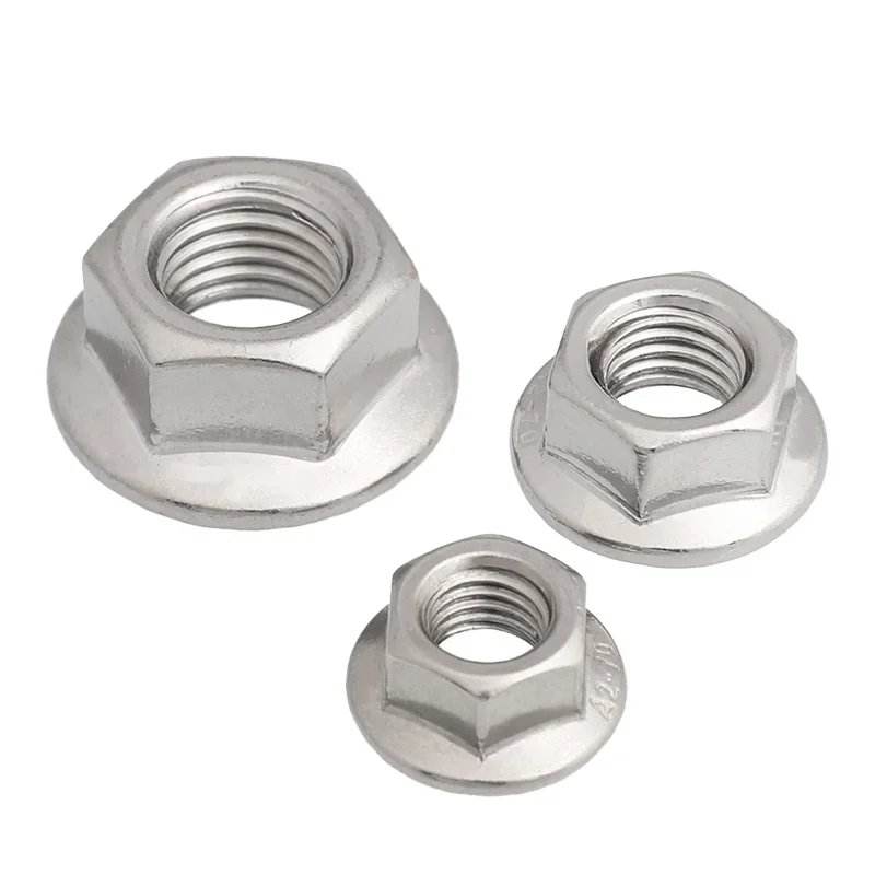 M2 M2.5 M3 M4 M5 M6 M8 M10 M12 M14 M16 M20 316/304 Stainless Steel Carbon Steel Hexagon Flange Nut Hex Lock Nuts With Pad 5