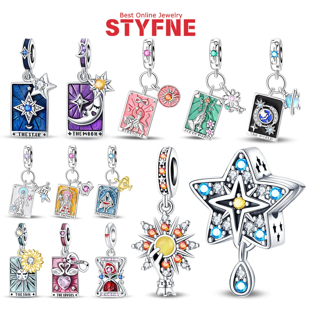 

925 Silver Tarot Series Beads Star Coin Sun Moon Scepter Beads Pendant Fit Diy Original Bracelet Women Exquisite Jewelry Gift