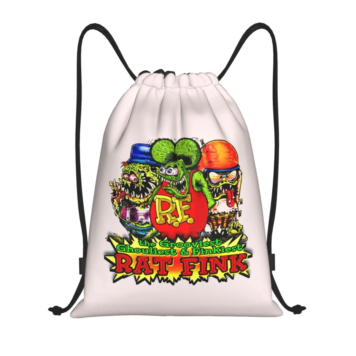Rat Fink Classic Rat Poster Drawstring Backpack Sports Gym Bag for Men Women Animated Cartoon Shopping Sackpack