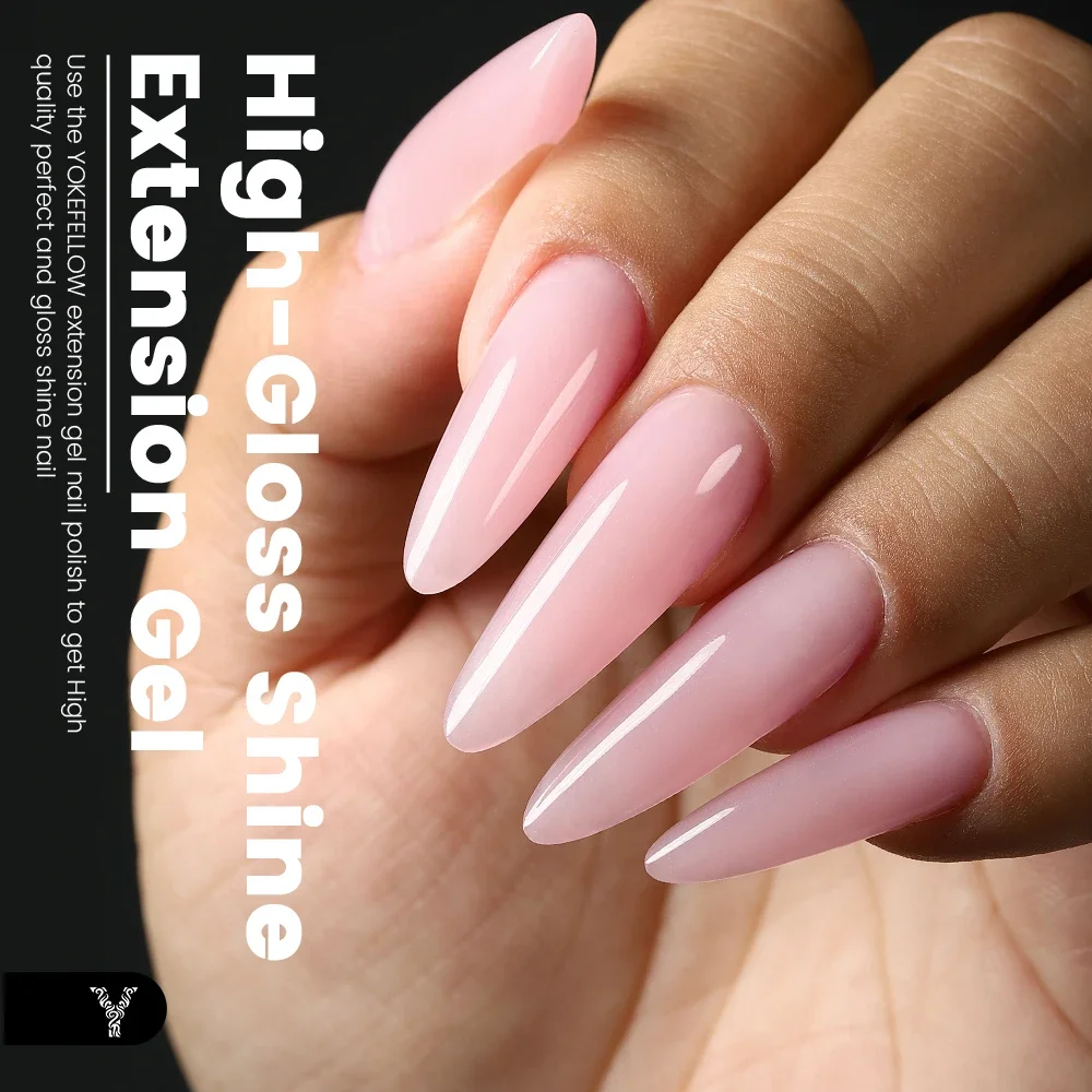 YOKEFELLOW بولي جيل للأظافر 15 جرام عارية الوردي جل منشئ لتطويل الأظافر للمبتدئين والمحترفين صالون تجميل الأظافر DIY في المنزل