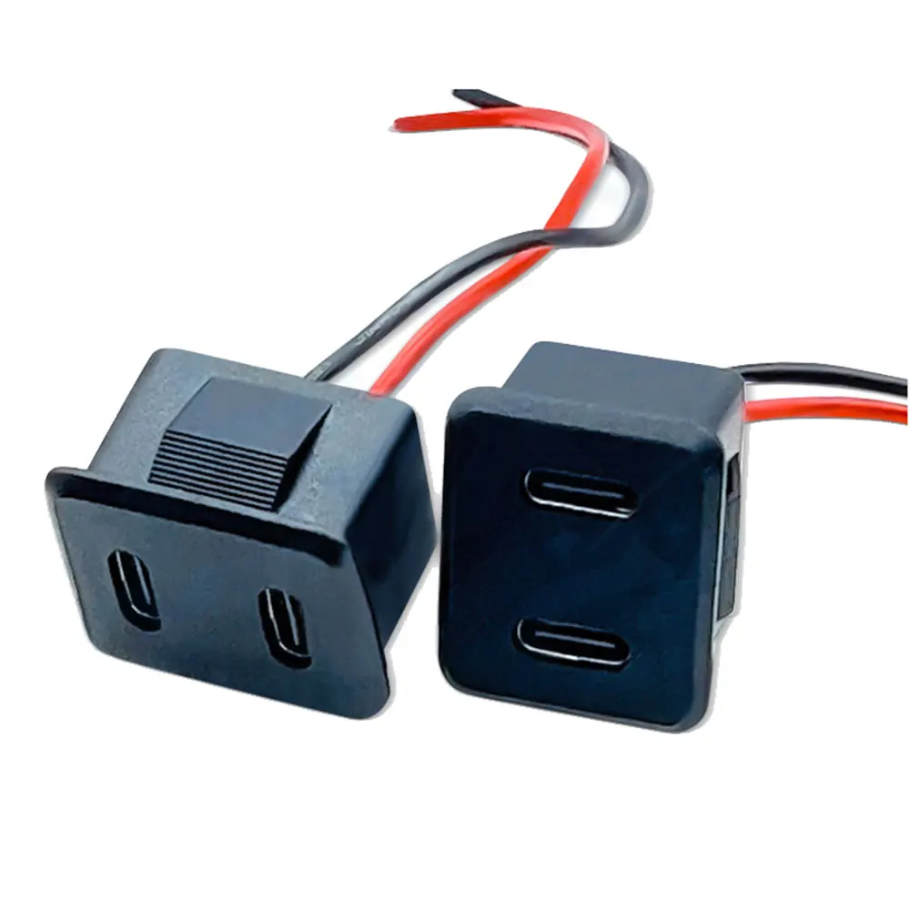 

1Pcs USB 3.1 Double-Layer USB Female Base Type-C Charging Socket Power Socket with Cable Connector