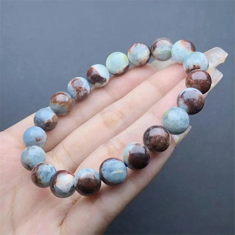 10MM Natural Island Quartz Aquamarine Bracelet Healing Reiki Charm Round Chain Beads Jewelry For Women Friend Gift 1PCS