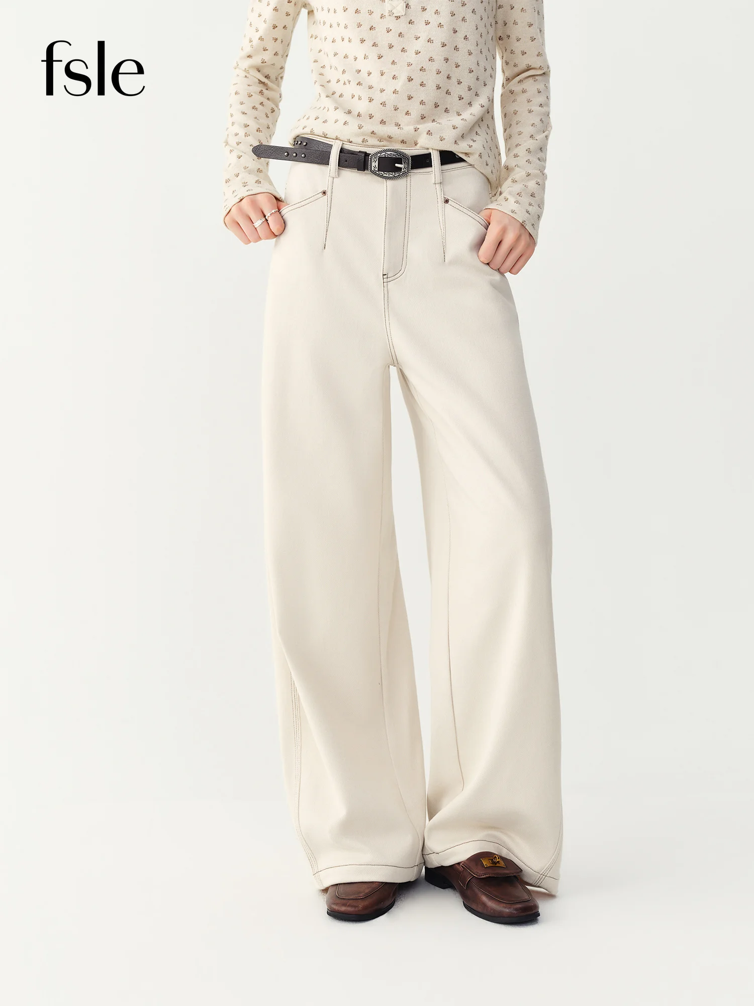 FSLE 2026 Winter Women's American Vintage High Waist Flattering Stylish Barrel Leg Casual Pants - Chic Versatile for Daily Wear
