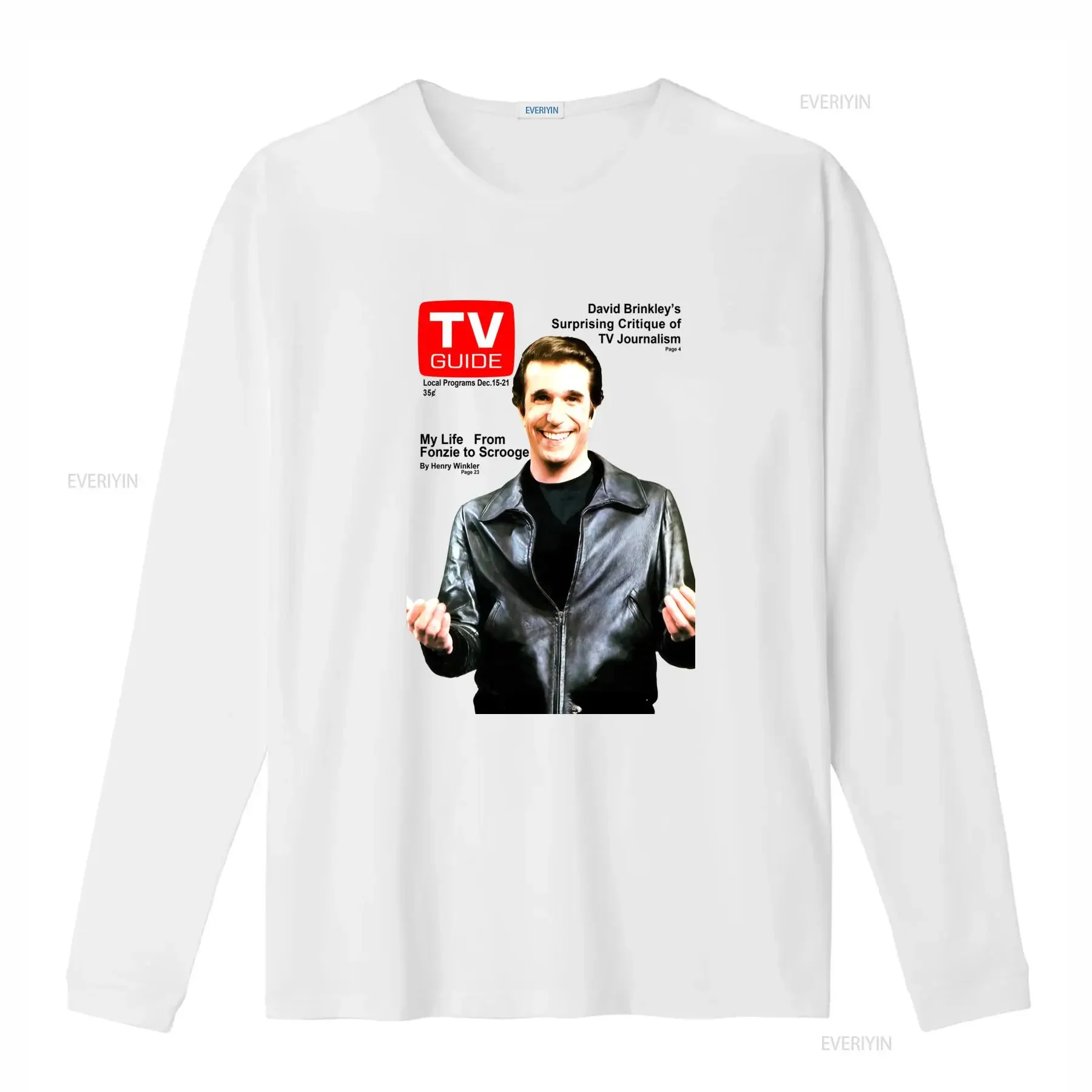 Happy Days Fonzie Henry Winkler TV Magazine Cover T Shirt Retro Style Pop Culture Print vintage Washed Stretched Unisex homme