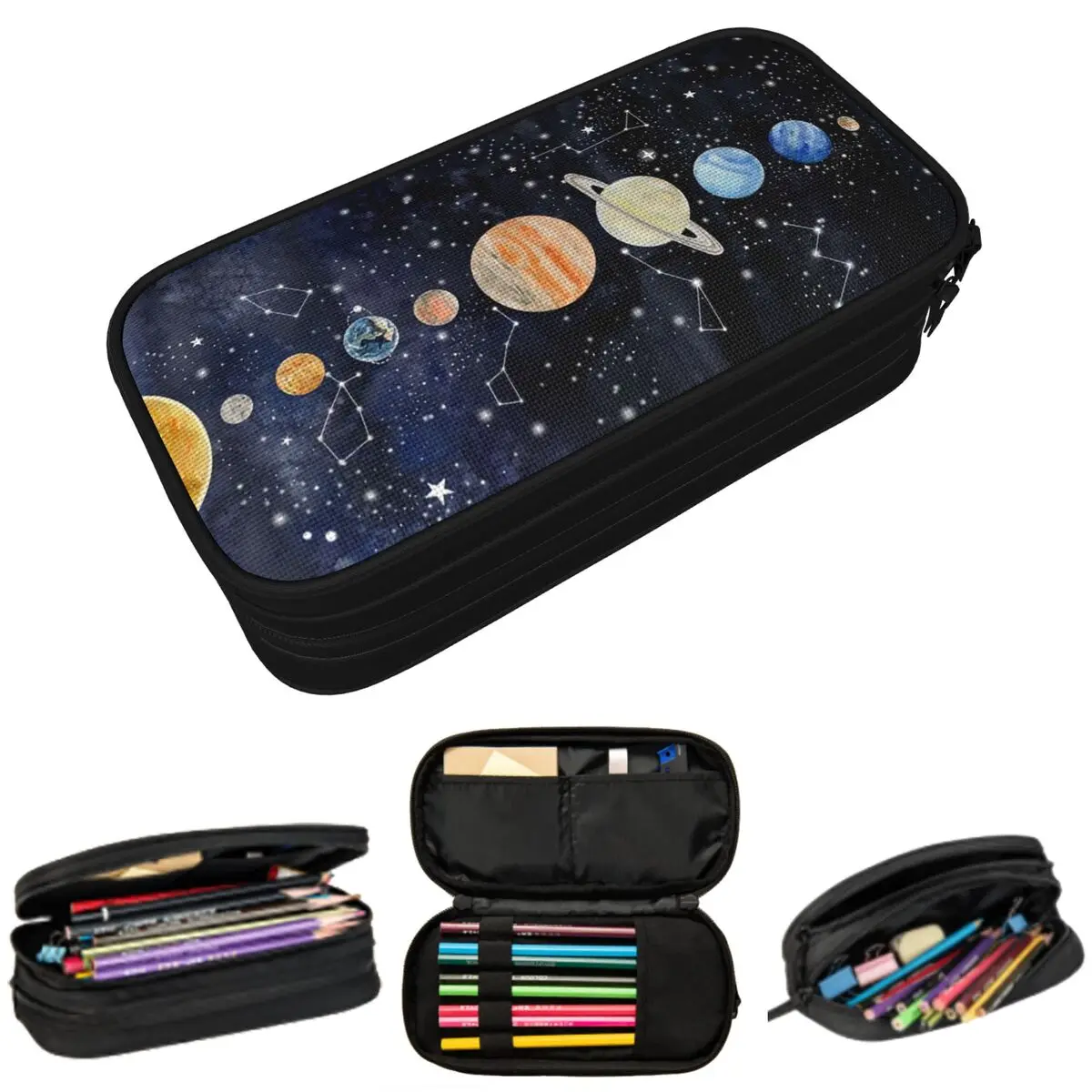Solar System Pencil Case for Studen School Pen Box Pencil Bag Stationery Supplies Pen Holder Bag