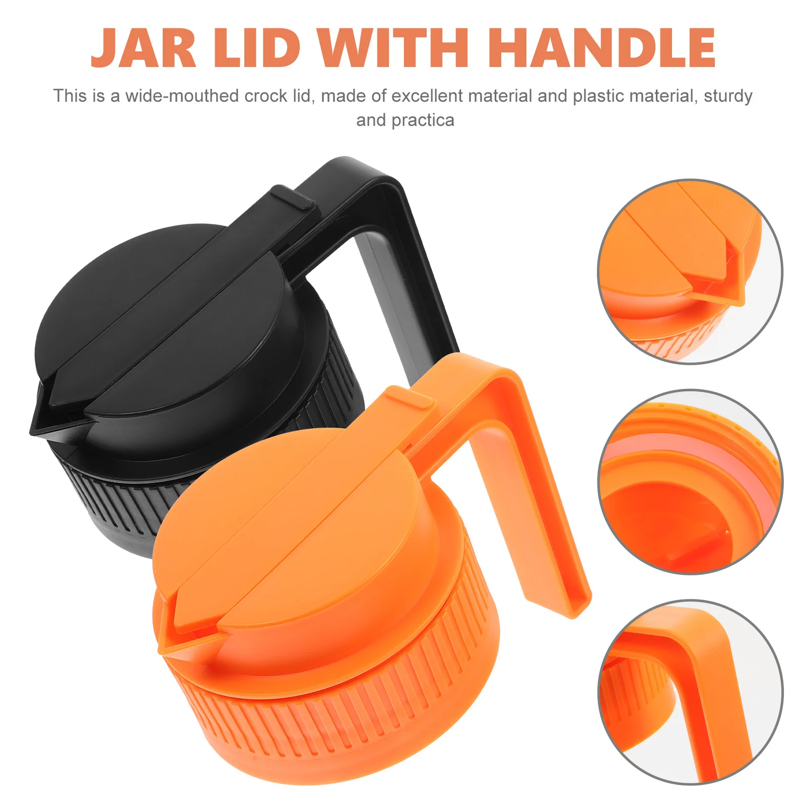 2 pezzi di coperchio per barattolo di vetro, design con maniglia, guarnizione ermetica, copertura in plastica durevole per marmellate, chicchi di caffè, salse e altro coperchio per barattolo di vetro