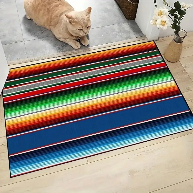 Vibrant Mexican Style Doormat Doormat Rug for Living Room Bedroom Kitchen Office Waterproof Carpet Non-Slip Bathroom Floor Mat