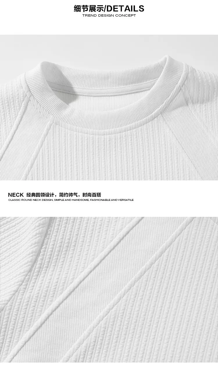 Herrenpullover mit vertikalen Streifen, Rundhalsausschnitt, langen Ärmeln, geripptem Halsausschnitt, lockerer Silhouette für den täglichen Outdoor-Gebrauch. – Detail 8