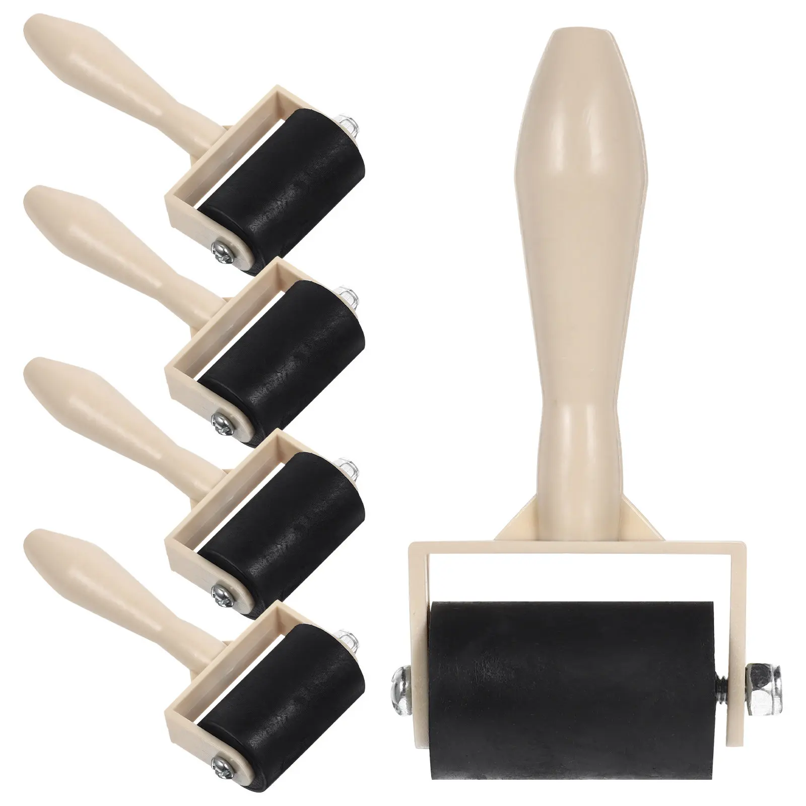 5Pcs Art Printmaking Roller Plastic Easy Clean Ink Roller for Printing Glue Application Smooth Rolling Surface Graphic