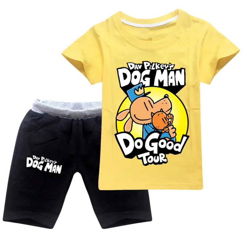 Conjunto de ropa deportiva informal para niños y niñas, camiseta y pantalones para perros, de 2 piezas chándal, Verano