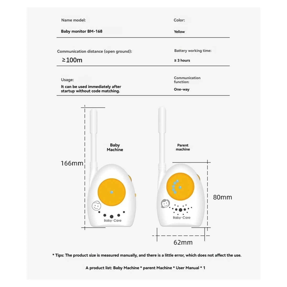 ABXHA Wireless Baby Guardianship Audio Walkie-Talkie Interfon Pemantauan Suara Monitor Menangis Suara Anak dengan Indikator