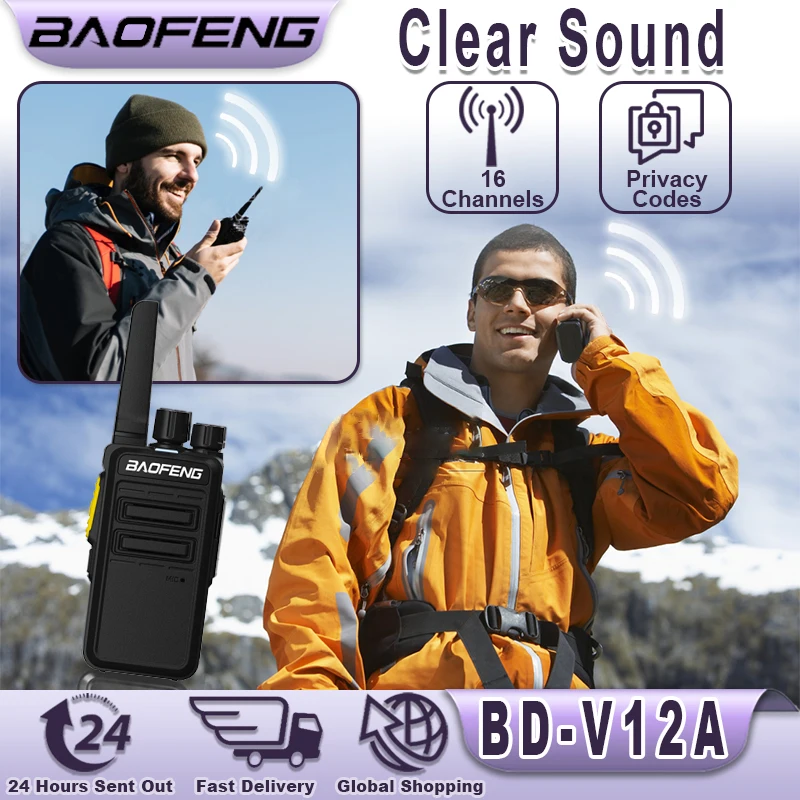 Baofeng V12A Walkie Talkies Wireless Copy Frequency Long Range for Camping Hiking TYPE-C Rechargeable Two Way Radio for Adults