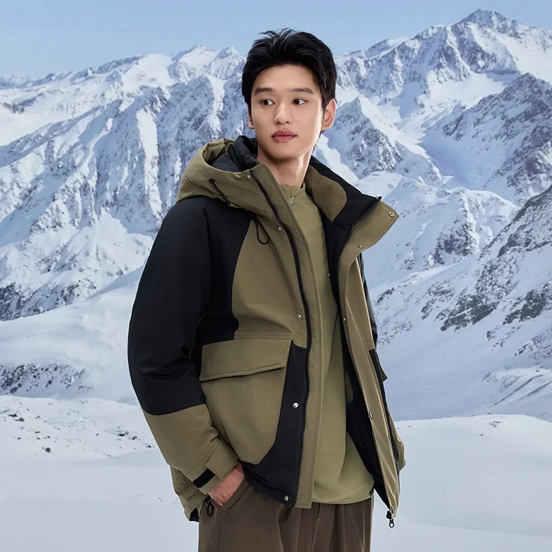 

2025 Winter ort Puffer Jaet Thiened Hooded ex Youth Faionable Cold-resistant Top White Du down Filling Polyeste...