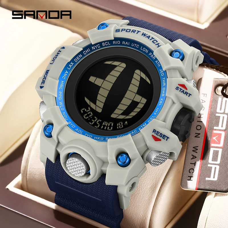 Fashion SANDA New 2200 Student Electronic Watch Sports Multifunctional Waterproof LED Countdown Student Electronic Watch