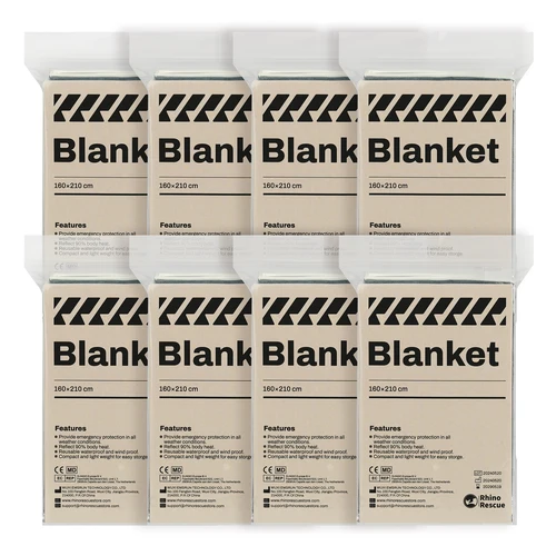 Imagen 2 del producto RHINO RESCUE Manta de supervivencia de emergencia, protector de lámina térmica de 210x160 cm, película espacial reflectante térmica para exteriores y senderismo