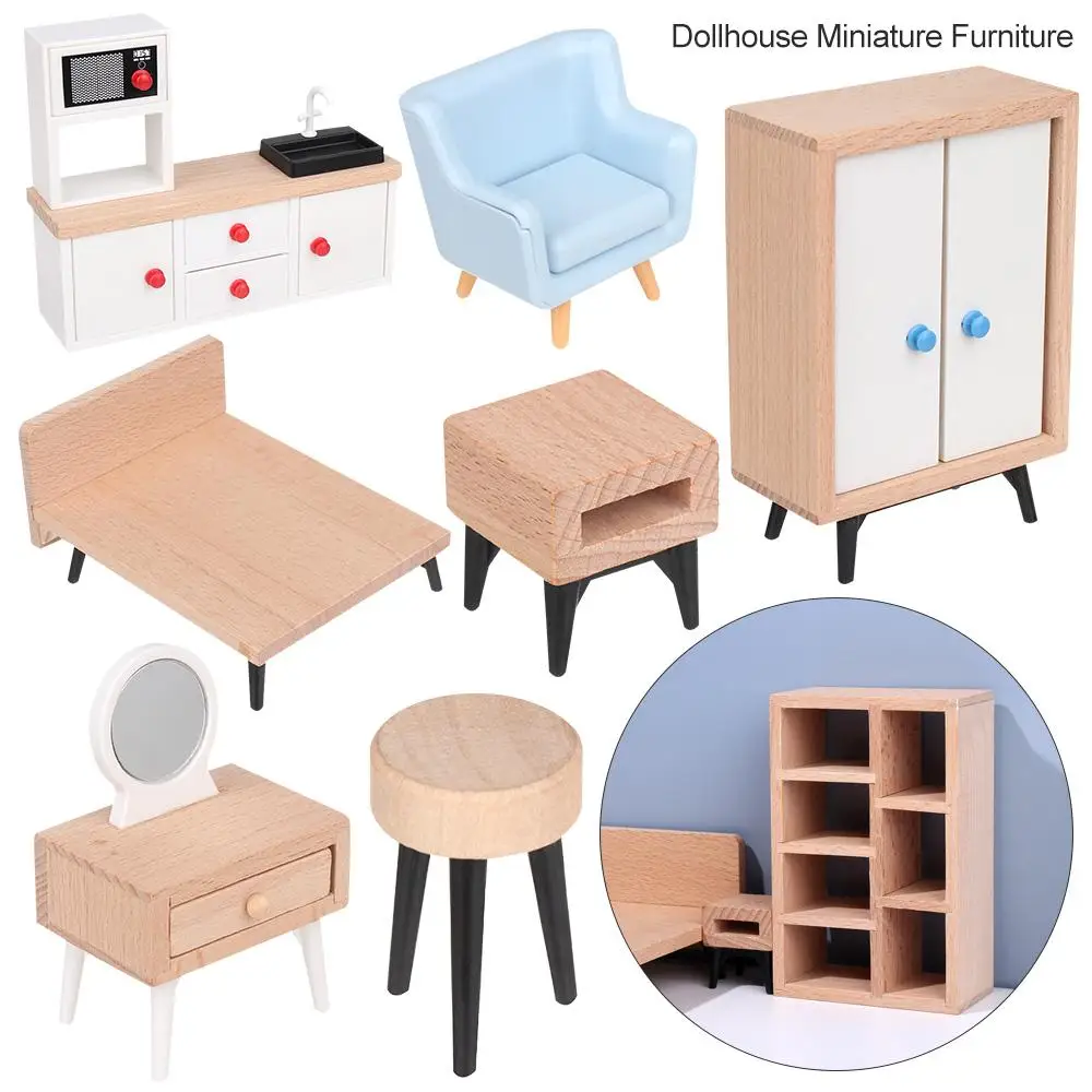 

1:12 Scale Micro Landscape Dolls Accessories TV Cabinet Mini Furnishing Sofa Bed Wardrobe Dollhouse Miniature Furniture