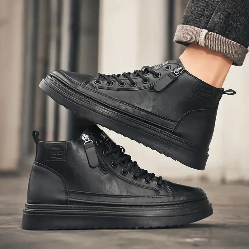 

Normal Leather Thick Sole Brown Shoes Training Athletic Sneakers For Men Luxury Brand Sports Trendy Vip Link Styling Retro