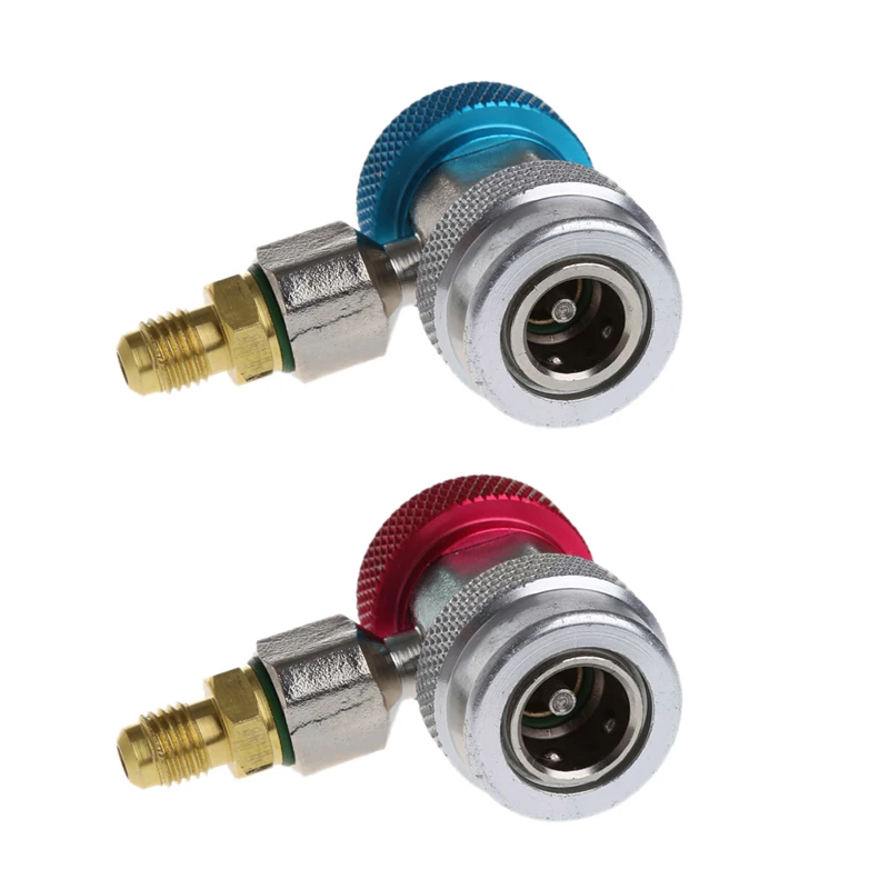 2Pcs Car Auto Freon R134A Quick Coupler Adapters Air Conditioning Refrigerant Adjustable A/C Manifold