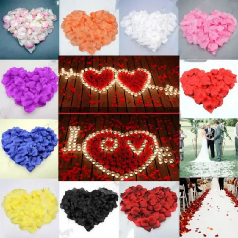 100pcs Colorful Love Romantic Warm Silk Rose Artificial Petals Wedding Party Pink Red Flower Favors Decoration Roses Supplies