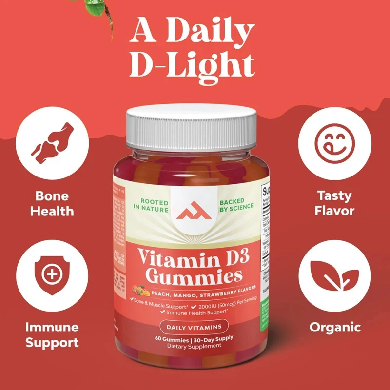 

Daily Healthy Vitamin D3 Gummies - Each Serving Contains 2000IU of Vitamin D3 for Skeletal Muscle and Immune Support
