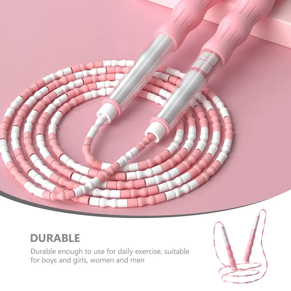 

Bamboo Beaded Jump Ropes Kids Child Adjustable 175cm Pink Name Gym StudentSkipping Workout Training