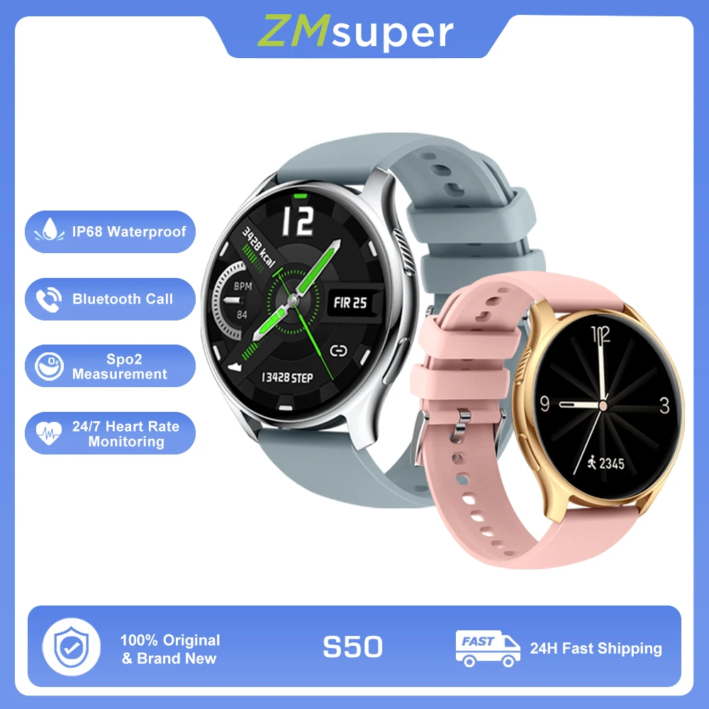 

ZMsuper S50 Smart Watch BT Calling Heart Rate Sleep Monitor Sports Fitness Tracker 24H Health Monitor Smartwatch