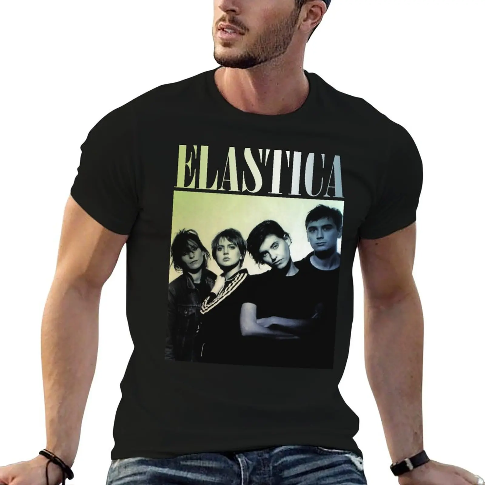 Camiseta ELASTICA BAND, camisetas de algodón 100%, camiseta negra de algodón lisa para hombre, paquete de camisetas de algodón para hombre
