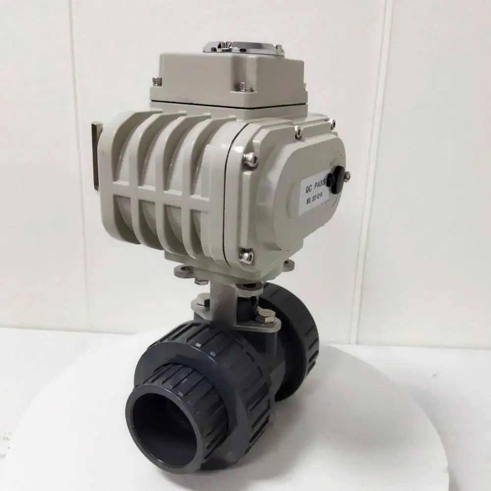 DN15 ~ DN100 صمام كروي بلاستيكي كهربائي عالي الحرارة بمحركات CPVC/PVDF صمام كروي الاتحاد الحقيقي لمعالجة المواد الكيميائية والمياه #4
