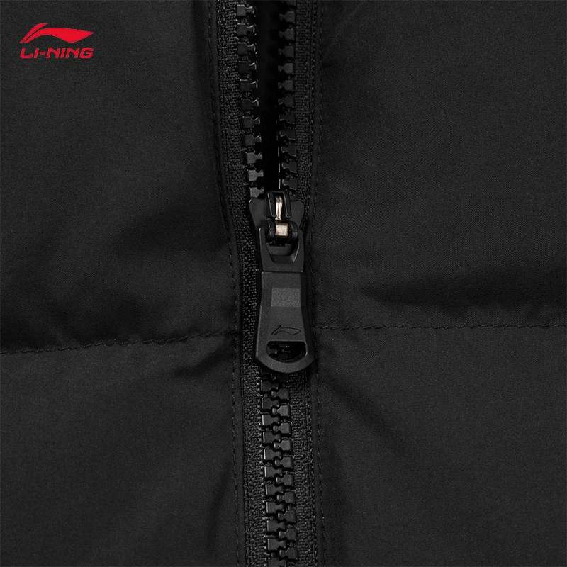 LI-NING Fitness series męska kurtka puchowa z krótkim rękawem LN WATER PROOF, dopasowany krój 3D, zimowa kurtka bawełniana AYMV215