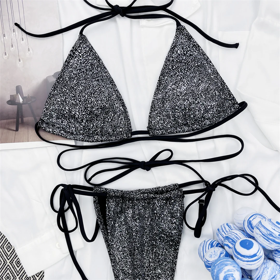 Glitzernder, funkelnder, umlaufender Mini-Bikini, Damen-Badebekleidung, zweiteiliger Bikini-Set, Badeanzug, Badebekleidung, Schwimmbekleidung V3759 – Detail 27