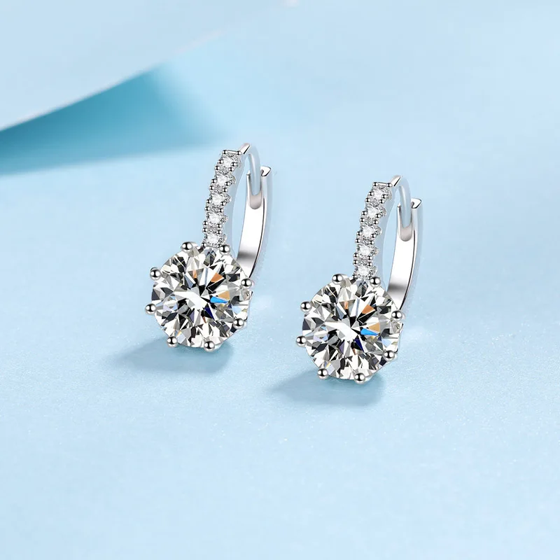 

Серьги BR 2CT из стерлингового серебра S925 с муассанитом для женщин, изящные маленькие серьги-кольца, идеальный подарок для подруги и друзей