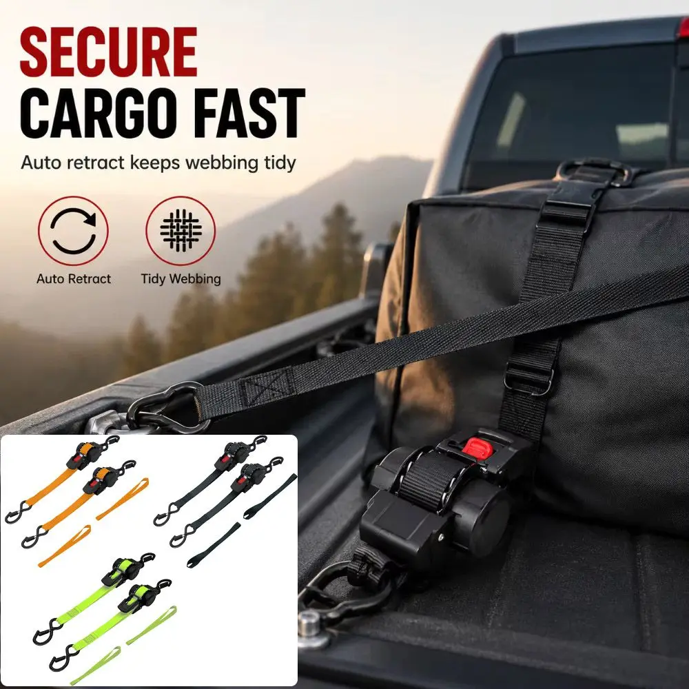 Heavy Duty Tie Down Straps High-Quality Steel Buckle Ratchet Tie Down Strap Fast Locking Double-Hook