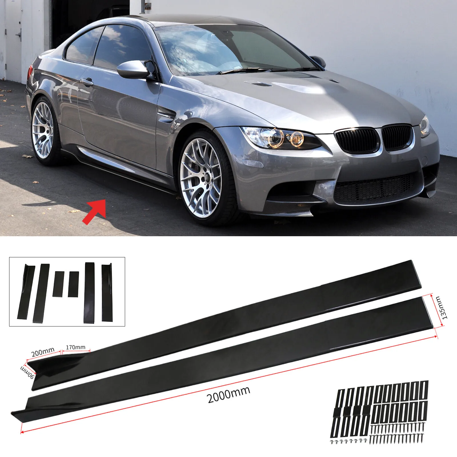 

Для BMW E90 E92 E93 2006-2021, черные накладки на пороги (78.7'')