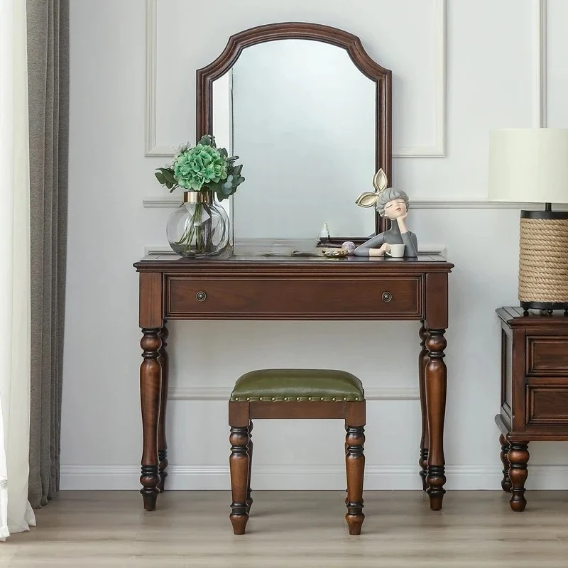 

Американский комод из цельного дерева для спальни в стиле ретро из ясеня, зеркало для макияжа, табурет для макияжа, комбинация 9338