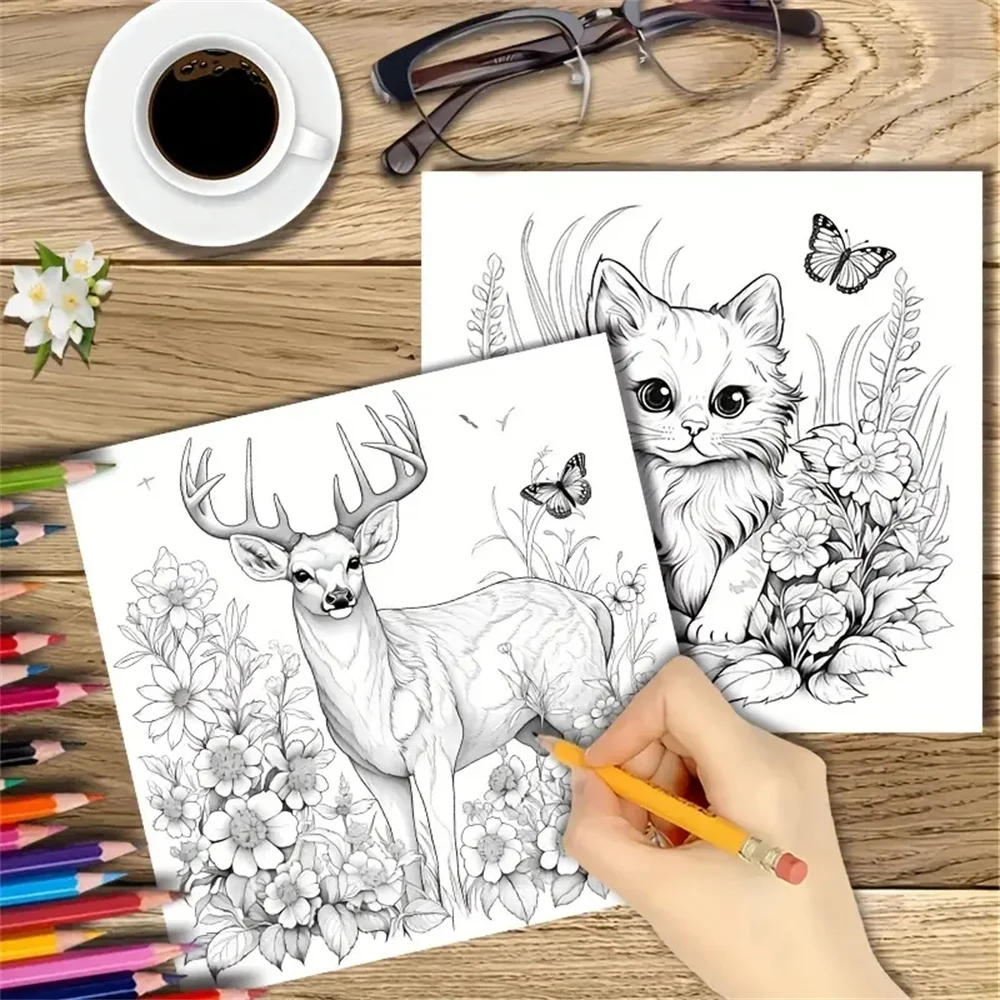 1pc Art Coloring Book 22 Page Coloring Books Gift For Birthday Party Relieve Stress Kill Time Graffiti Painting Drawing Art Book