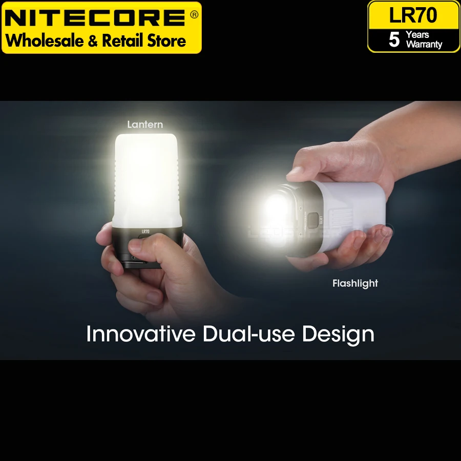 3-in-1 NITECORE LR70 USB-C Rechargeable Lantern Flashlight & Fast Charge Power Bank & Portable Camping Tent Light