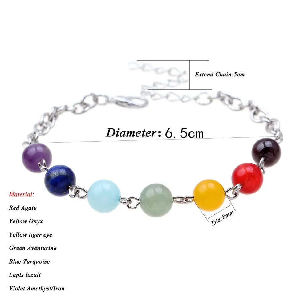 Natural Stone Beads Crystal 7 Chakra Bracelet For Women Men Braided Chain Bead Bracelets Reiki Spiritual Yoga Fashion Jewelry