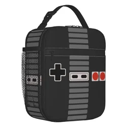 Retro Vintage Gaming Controller isolato Lunch Bag Picnic videogioco Geek Gamer Resuable Cooler Thermal Lunch Box donna bambini