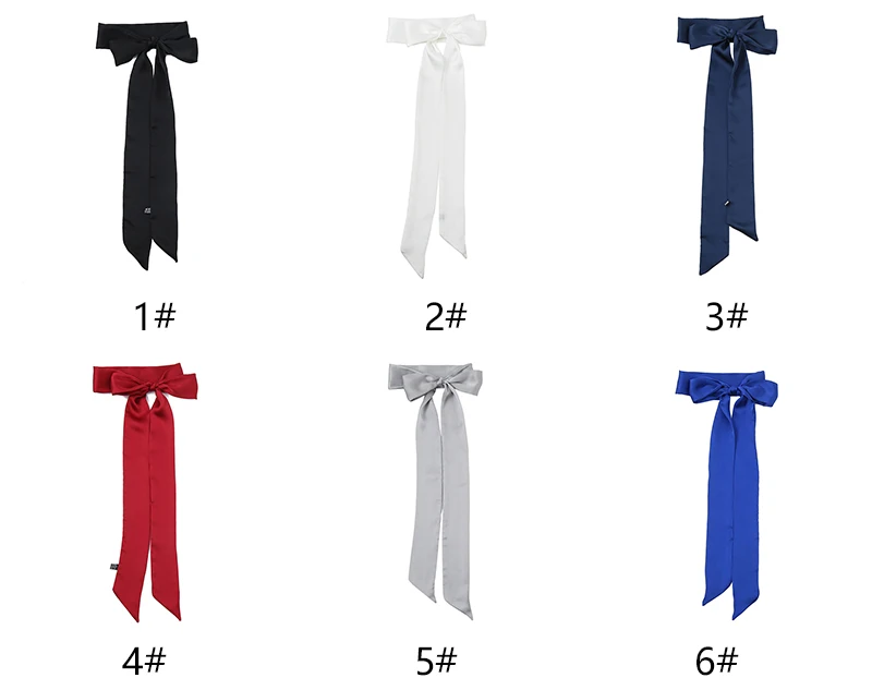 Elegant Women Narrow Long Scarf Silk 200x5cm Chic French Gentle Elegant Chiffon Silk Tie Letter Print Bag Ribbon Headband Choker