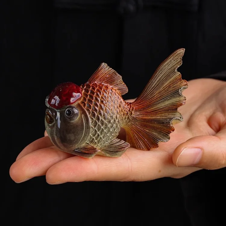 Color Changing Tea Pet Creative Goldfish Lucky Feng Shui Desktop Decoration Good Luck Gift for Home Tea Table Unique Home Decor