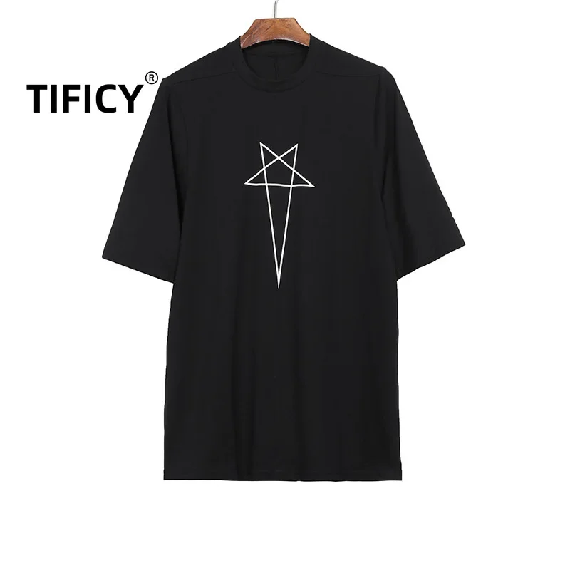 High Street Tee Tshirts Tops Men's and Women's Unisex Dark Printed RO Pentagram Loose Casual Short Sleeved T-shirt