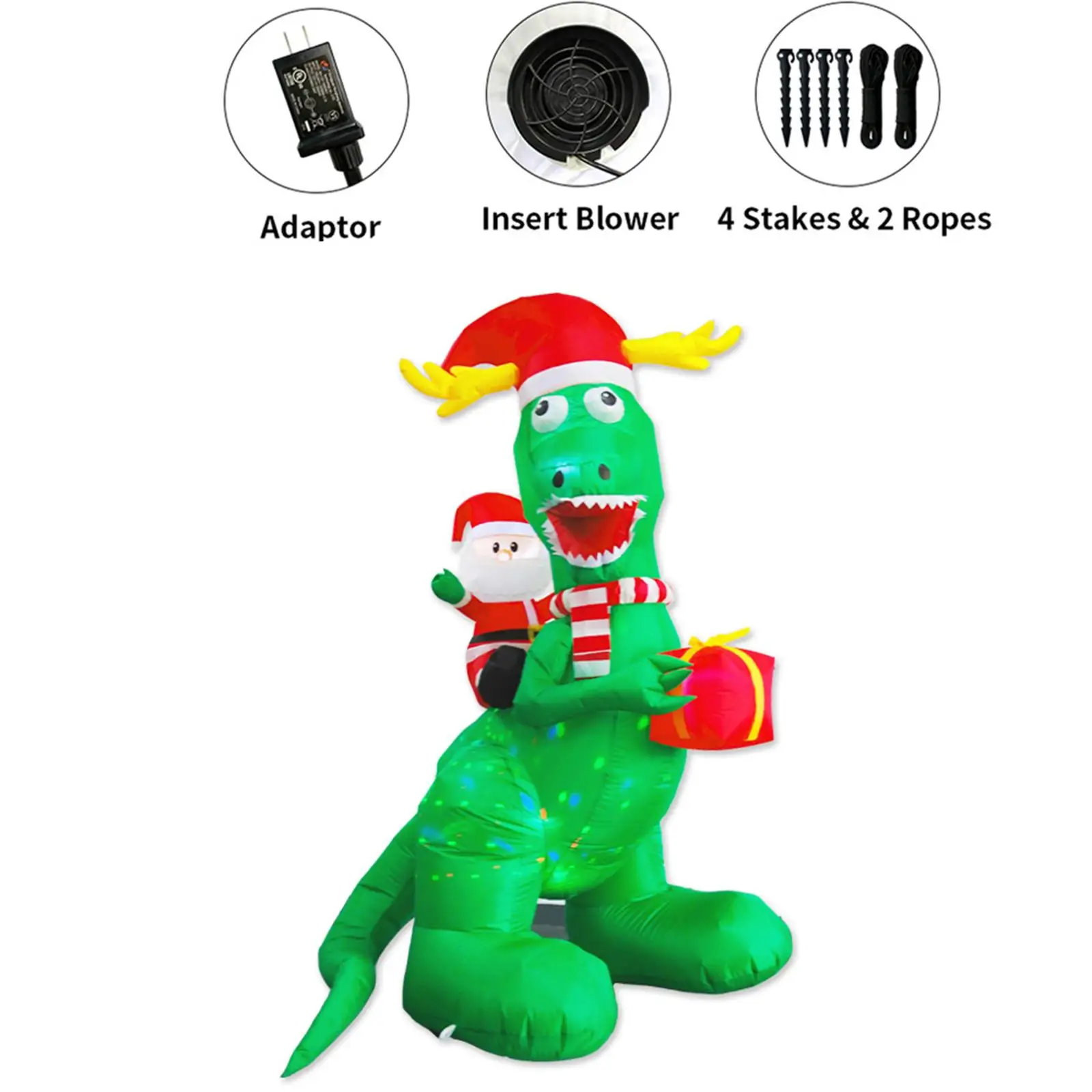 

8ft Christmas Inflatable Dinosaur Decor Built in LED Yard Decoration for New Year Kids Gifts Outdoor Holiday Stage Prop UK Plug