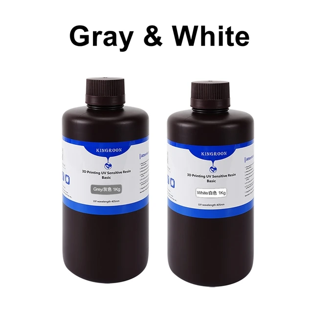 KINGROON 405 nm UV-Standardharz für Photon-3D-Drucker, Mono X-Druckmaterial, LCD, UV-empfindlich, normal, 1 kg, 2 kg, graue schwarze Haut
