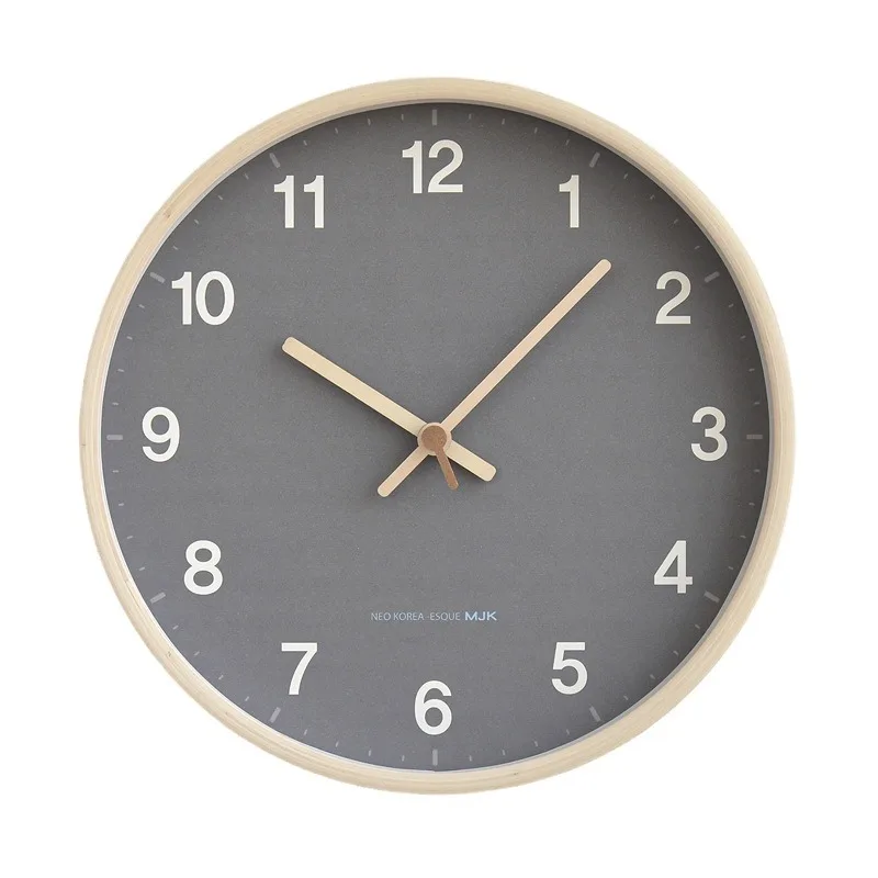 Korean Silent Wood Wall Clock Modern Mute Japanese Style Living Room Decor Log round Simple Design Wooden Clock for Home Decor
