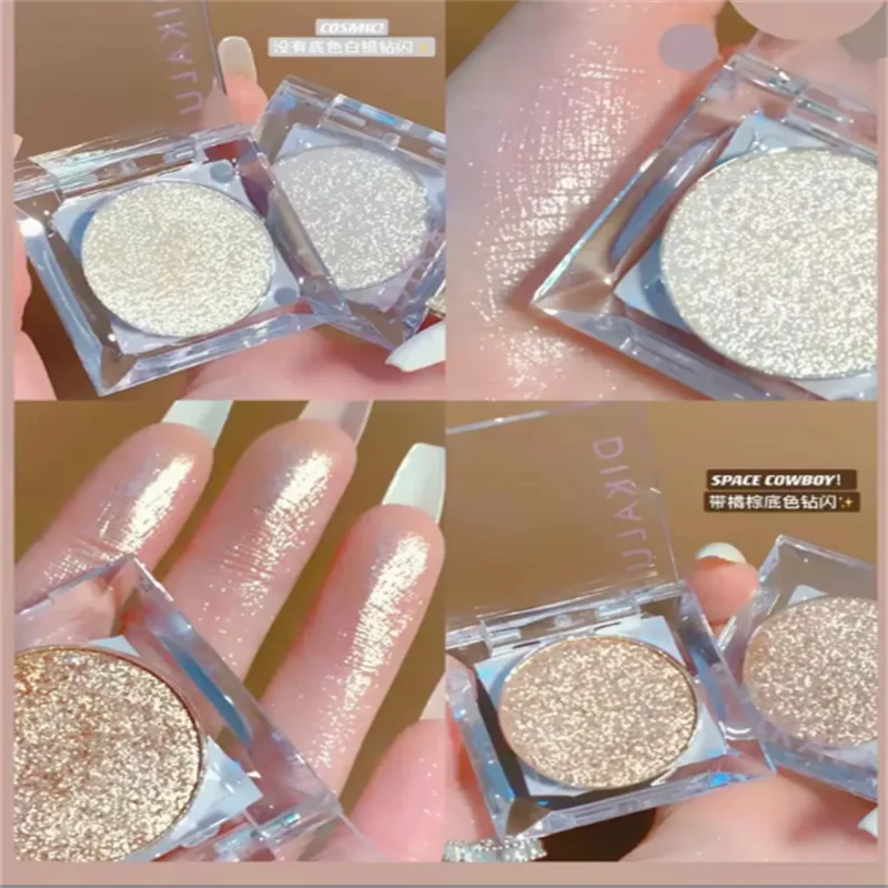 Glitter sombra iluminar os olhos compõem paletas de brilho à prova dwaterproof água monocromático sombra de olho pigmentada iluminador feminino cosméticos