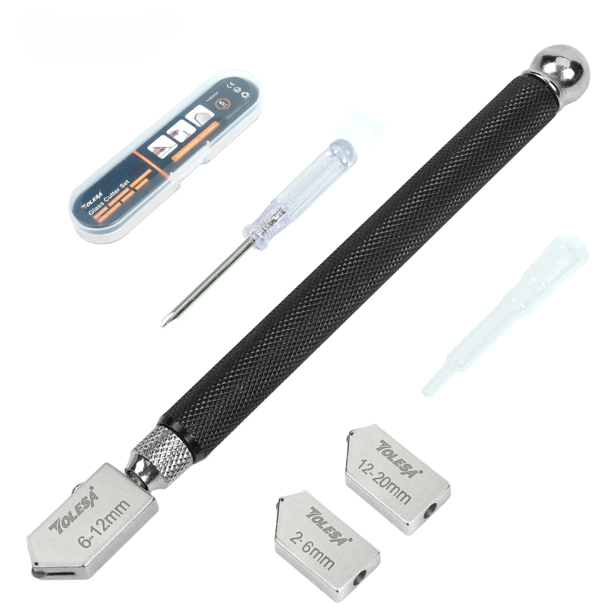 Glass Cutter Kit 2mm-20mm with Automatic Oil Feed System Storage Box for Cutting Mirrors Tiles Mosaic - Glass Cutting Tool
