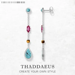 Earrings Riviera Colors Water Drop,Europe Happiness Fine Jewelry For Women Autumn Brand New Turquoise Sterling Silver 925 Gift