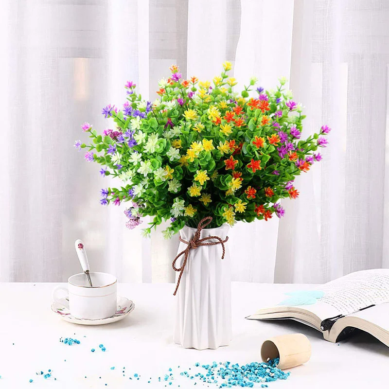 Artificial Eucalyptus Flowers 35cm Plastic Bouquet Garden Bushes Decor Fake Flower Wedding Home Party Bedroom Decoration Flowers