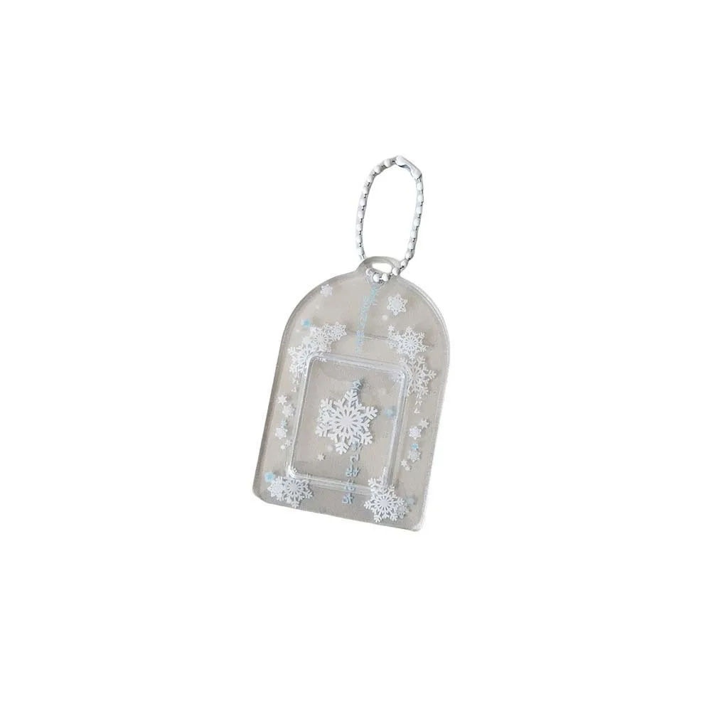 Acrylic PVC Card Cover Photocard Holder Snowflake Hanging Decoration Idol Card Display Protector Picture With Keychain