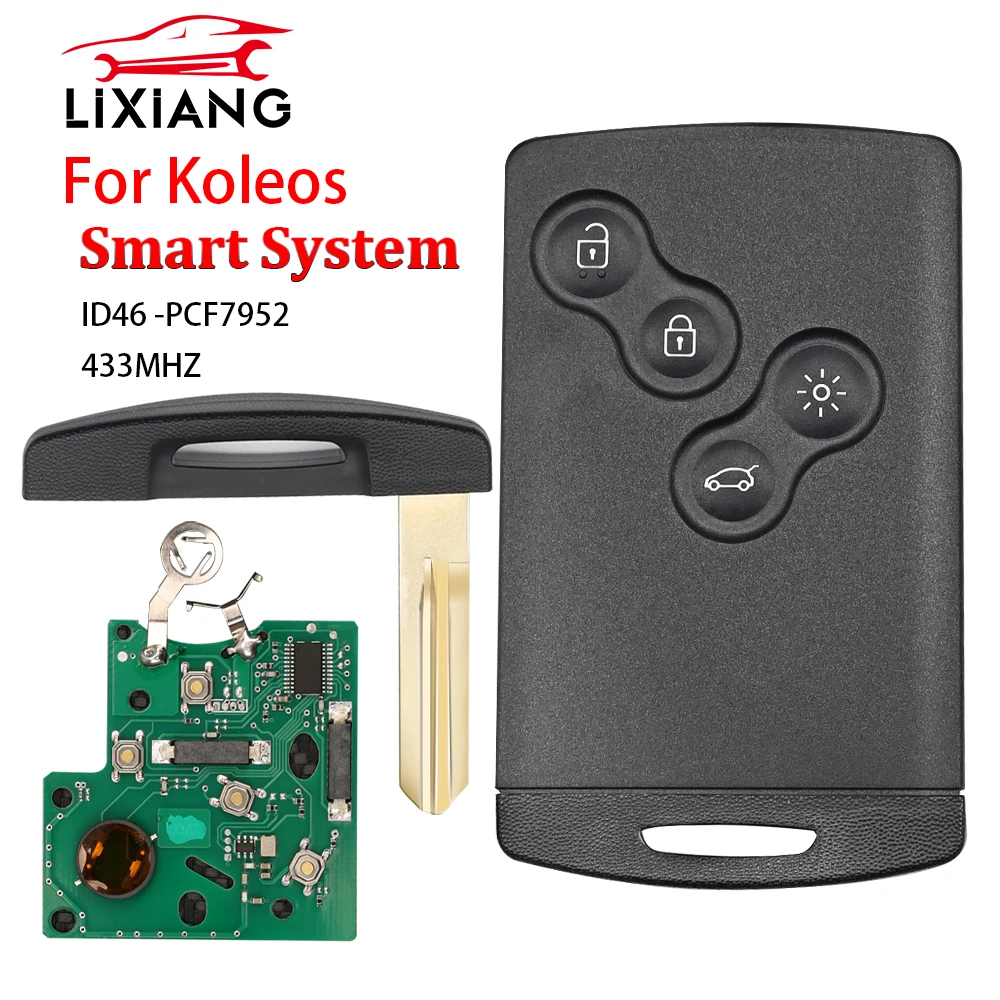 LIXIANG 4 Buttons Smart Remote Key 433mhz PCF7952 Chip For Samsung QM5 Renault Koleos 2008 - 2011 With Different Emergency